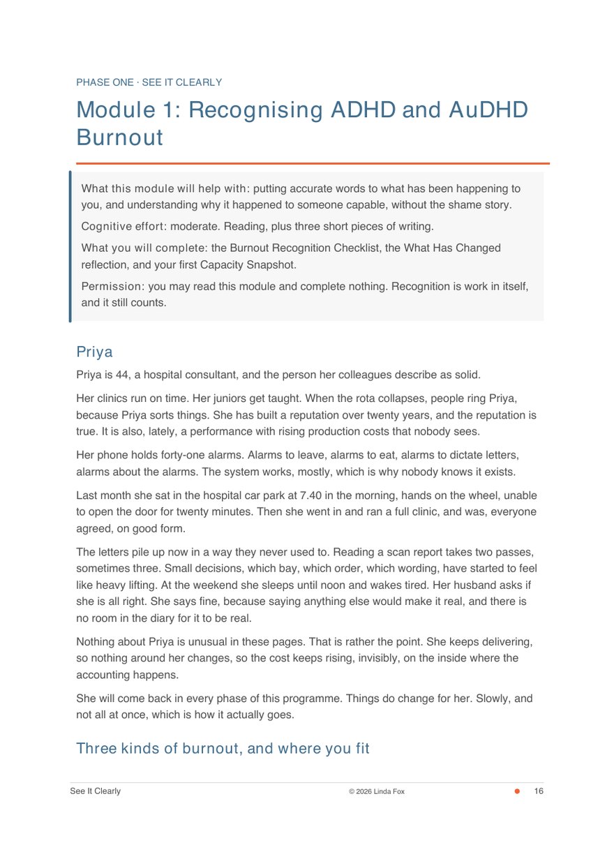 A lesson page from the programme