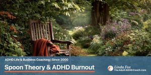 Spoon theory in ADHD burnout recovery: still life with a terracotta-orange mug of tea, open notebook, and soft morning light.